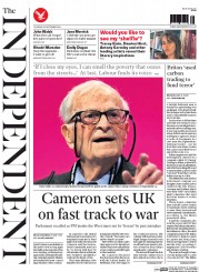 The Independent Newspaper Front Page (UK) for 25 September 2014