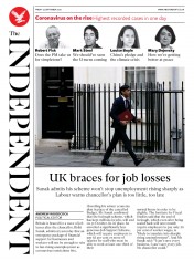 The Independent (UK) Newspaper Front Page for 25 September 2020