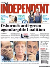 The Independent (UK) Newspaper Front Page for 26 October 2011