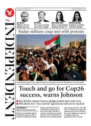 The Independent (UK) Newspaper Front Page for 26 October 2021