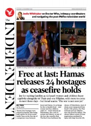 The Independent front page for 26 November 2023