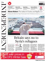 The Independent (UK) Newspaper Front Page for 26 December 2013