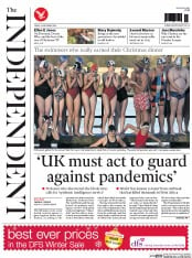 The Independent (UK) Newspaper Front Page for 26 December 2014
