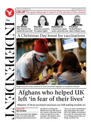 The Independent (UK) Newspaper Front Page for 26 December 2021