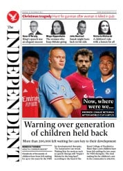 The Independent (UK) Newspaper Front Page for 26 December 2022