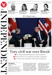 The Independent (UK) Newspaper Front Page for 26 January 2018