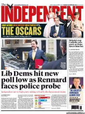 The Independent (UK) Newspaper Front Page for 26 February 2013