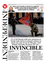 The Independent (UK) Newspaper Front Page for 26 February 2023