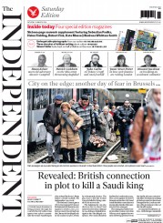 The Independent (UK) Newspaper Front Page for 26 March 2016