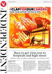 The Independent (UK) Newspaper Front Page for 26 March 2020