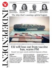 The Independent (UK) Newspaper Front Page for 26 March 2021