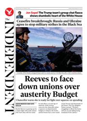The Independent front page for 26 March 2025