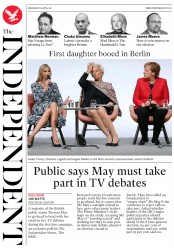 The Independent (UK) Newspaper Front Page for 26 April 2017