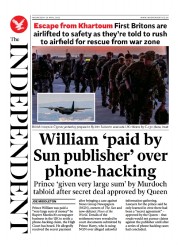 The Independent (UK) Newspaper Front Page for 26 April 2023
