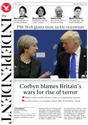 The Independent (UK) Newspaper Front Page for 26 May 2017