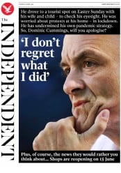 The Independent (UK) Newspaper Front Page for 26 May 2020