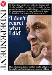 The Independent (UK) Newspaper Front Page for 26 May 2020