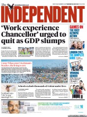 The Independent (UK) Newspaper Front Page for 26 July 2012