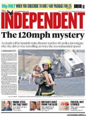 The Independent (UK) Newspaper Front Page for 26 July 2013