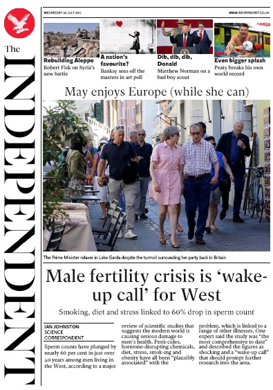 The Independent Newspaper Front Page (UK) for 26 July 2017