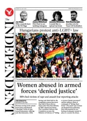 The Independent (UK) Newspaper Front Page for 26 July 2021