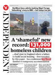 The Independent (UK) Newspaper Front Page for 26 July 2023