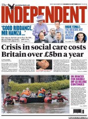 The Independent (UK) Newspaper Front Page for 26 September 2012