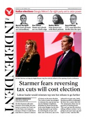 The Independent (UK) Newspaper Front Page for 26 September 2022