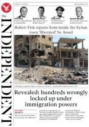 The Independent (UK) Newspaper Front Page for 27 October 2016