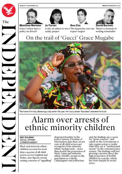 The Independent Newspaper Front Page (UK) for 27 November 2017