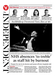 The Independent (UK) Newspaper Front Page for 27 December 2021