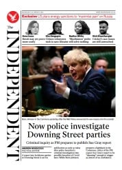 The Independent front page for 27 January 2022