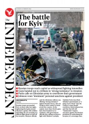 The Independent (UK) Newspaper Front Page for 27 February 2022