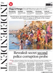 The Independent (UK) Newspaper Front Page for 27 March 2014