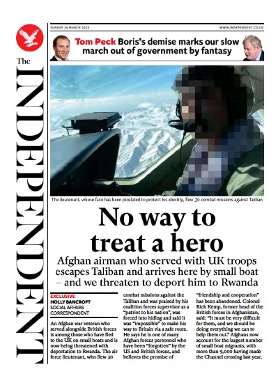 The Independent Newspaper Front Page (UK) for 27 March 2023