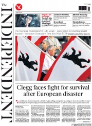 The Independent (UK) Newspaper Front Page for 27 May 2014