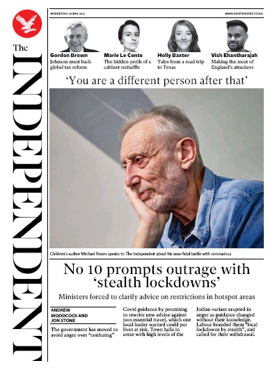 The Independent Newspaper Front Page (UK) for 27 May 2021