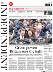 The Independent Newspaper Front Page (UK) for 27 June 2014