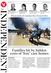 The Independent (UK) Newspaper Front Page for 27 July 2017