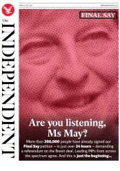 The Independent (UK) Newspaper Front Page for 27 July 2018