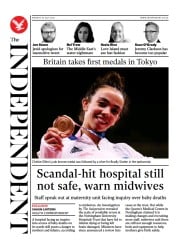 The Independent (UK) Newspaper Front Page for 27 July 2021