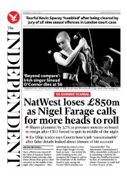 The Independent (UK) Newspaper Front Page for 27 July 2023