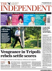 The Independent Newspaper Front Page (UK) for 27 August 2011
