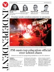The Independent (UK) Newspaper Front Page for 27 August 2020