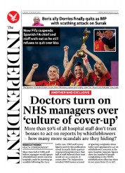 The Independent (UK) Newspaper Front Page for 27 August 2023