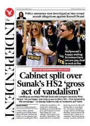 The Independent front page for 27 September 2023