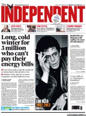 The Independent Newspaper Front Page (UK) for 28 October 2013