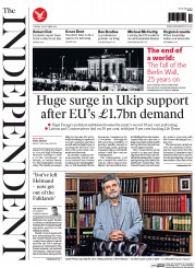 The Independent (UK) Newspaper Front Page for 28 October 2014