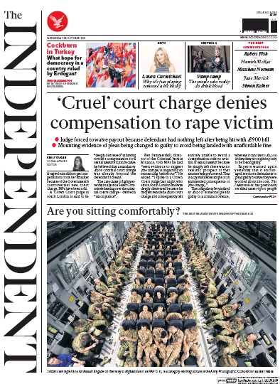 The Independent Newspaper Front Page (UK) for 28 October 2015