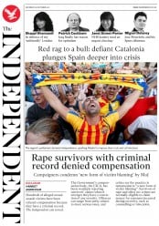 The Independent (UK) Newspaper Front Page for 28 October 2017
